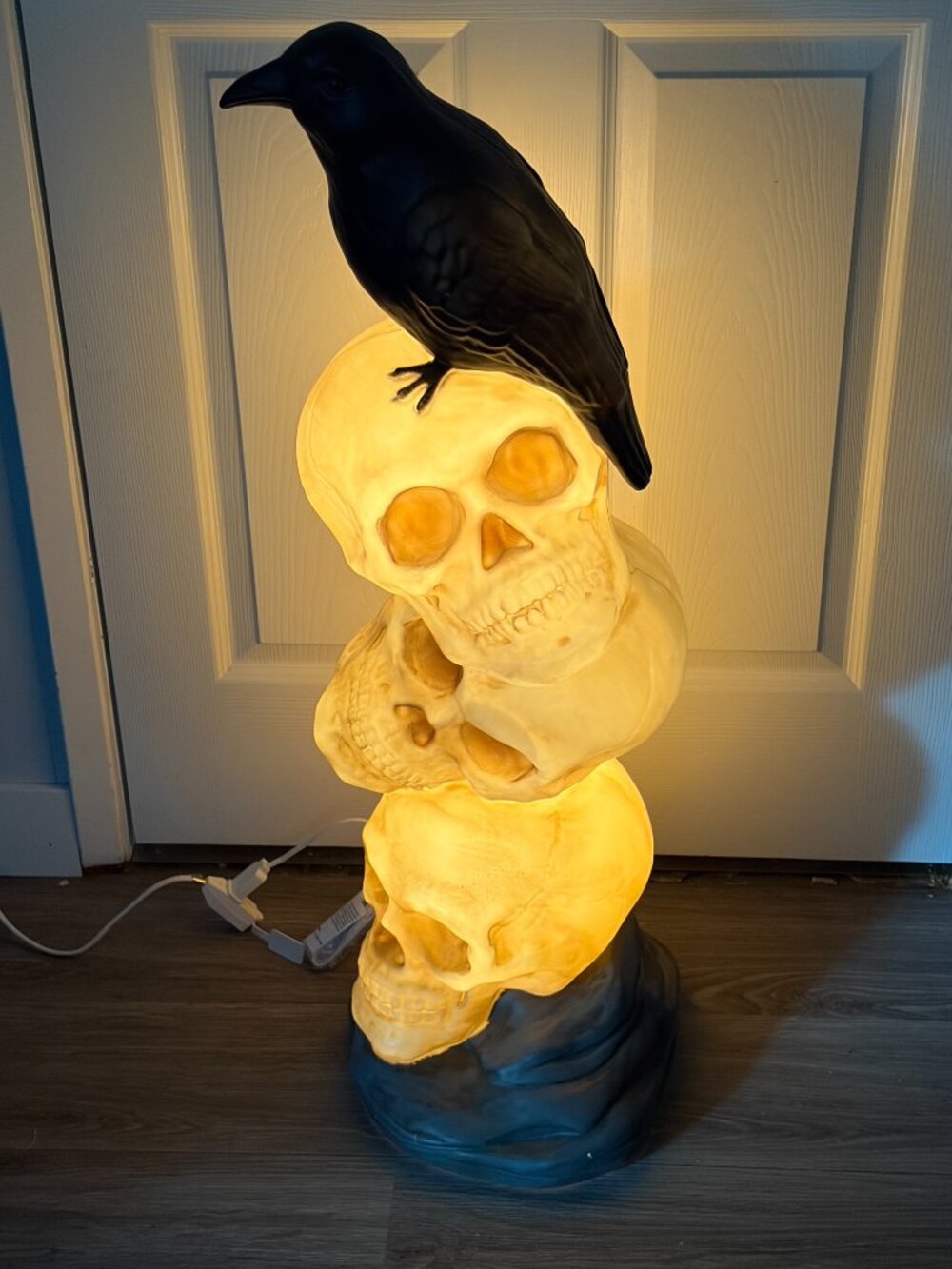 3' Skull Stack with Raven Blow Mold NIB